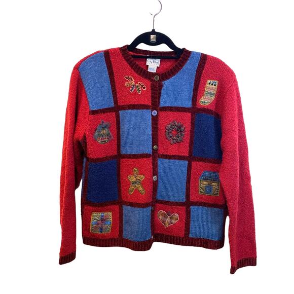 VTG Red Holiday Wear Grandma core Sweater Embellished M - Picture 1 of 9